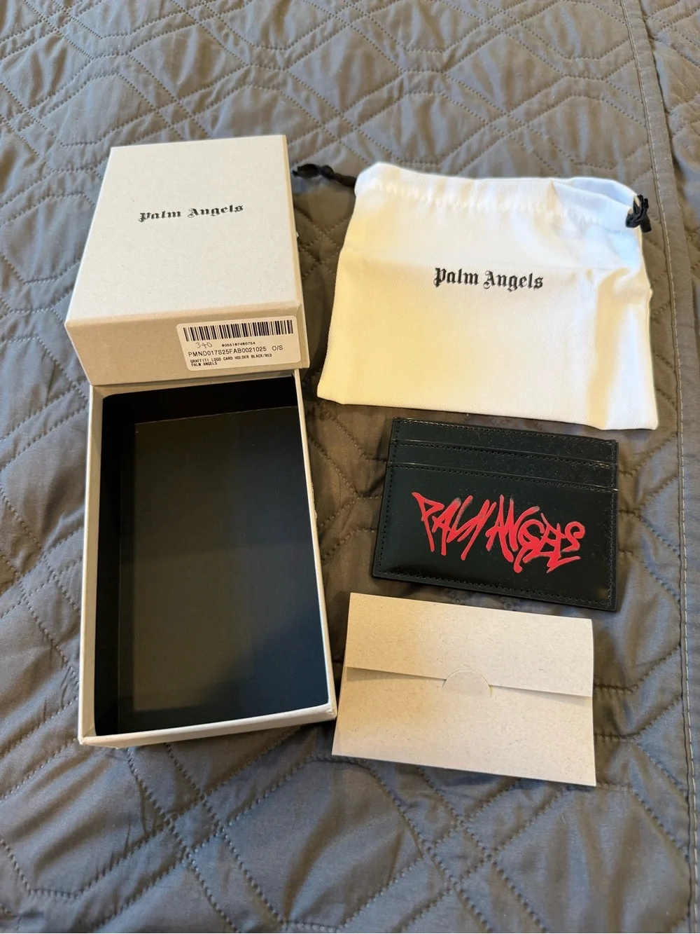 Palm Angels Black Card Holder with Red Logo Accent
